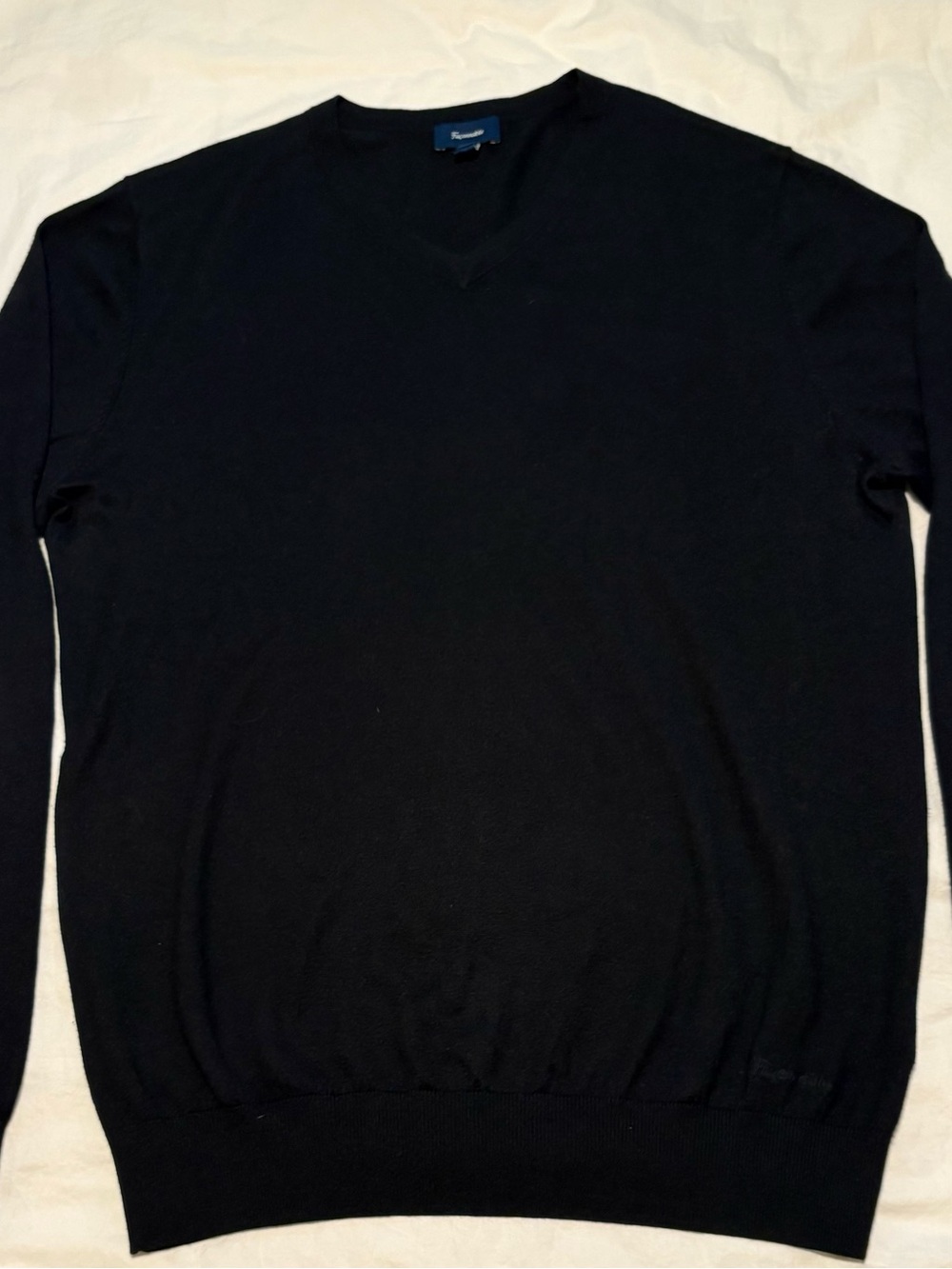 Faconnable Men's Dark Blue V-Neck Knit Sweater
